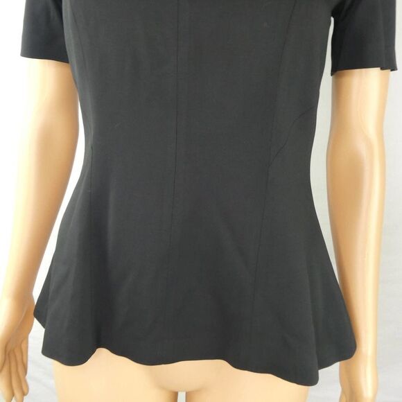 Theory Korla Fountain Structured Short Sleeve Black Blouse Career Versatile Sm - Picture 5 of 10
